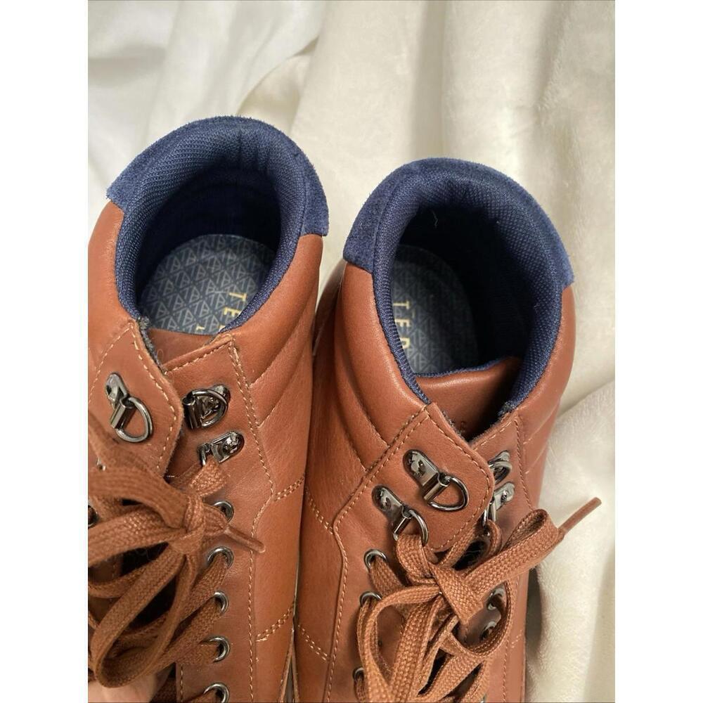 TED BAKER Men's Mallano Leather Sneakers Brown Blue SHOES EU 46 US 13 High top - Picture 9 of 9
